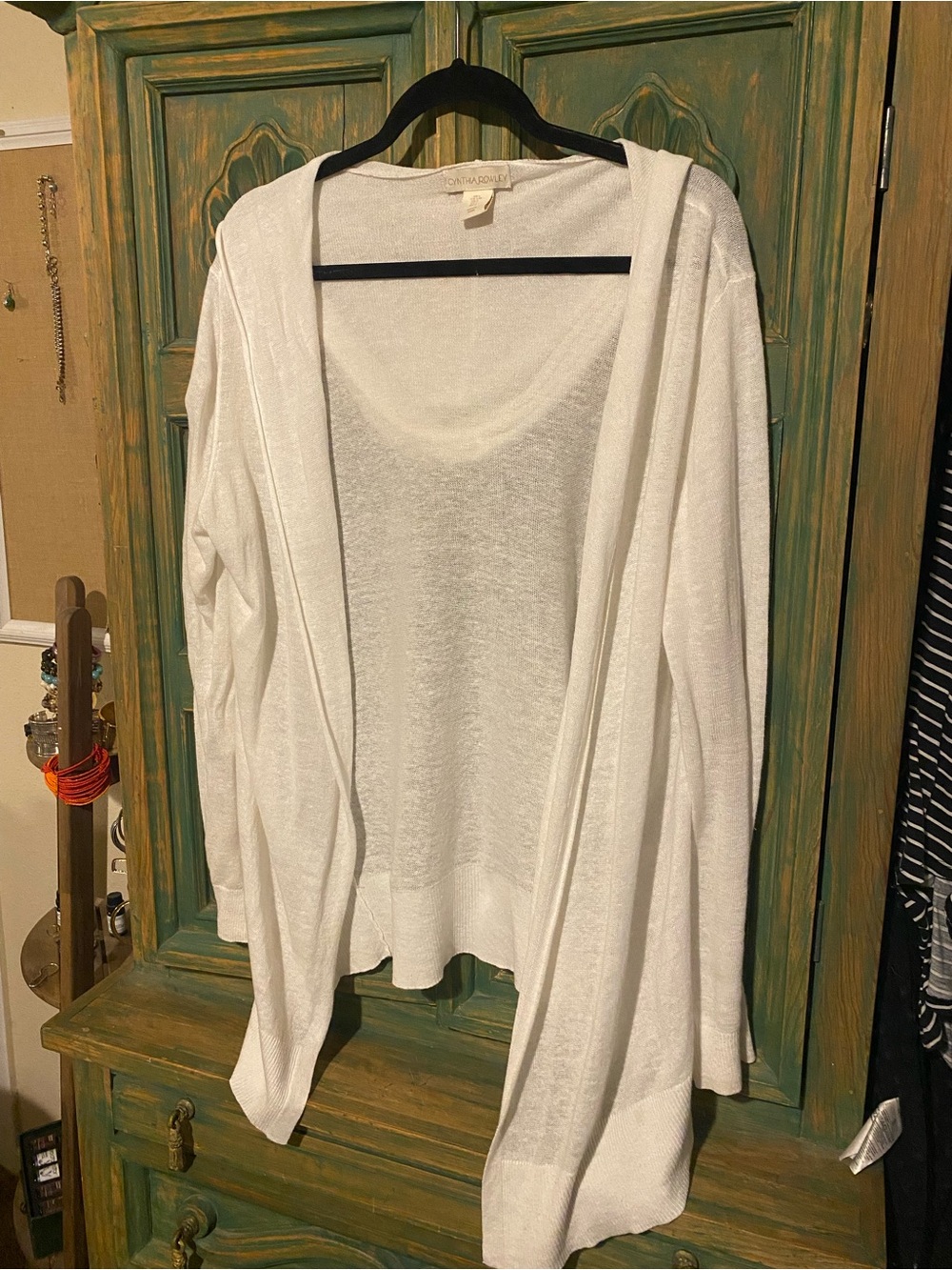 Cynthia Rowley White Open-Front Hooded Cardigan
